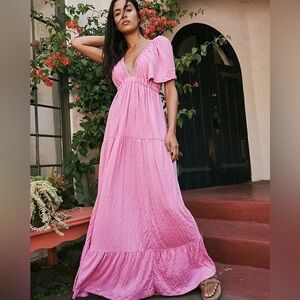 Free People FP beach La La Maxi Dress in the color pink frosting